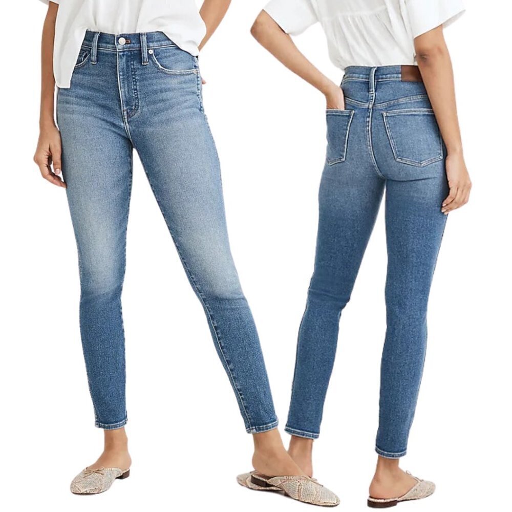 Madewell 10" High Rise Skinny Crop Jean 25 TALL High Rise Stretch Sheffield Wash